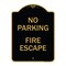 Signmission Designer Series Sign-No Parking Fire Escape, Black & Gold Aluminum Sign, 18" x 24", BG-1824-23743 A-DES-BG-1824-23743 - alternate 1